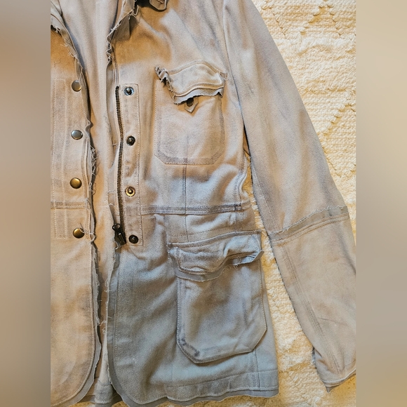 Jakett New York Meryl Waxed Suede Leather Jacket in Ice Blue, Size Small - Picture 12 of 13